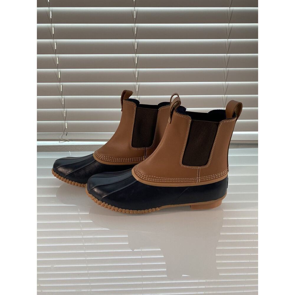 NEW Ladies Lands End Chelsea Blue Hazelnut Insulated Pull on Duck boot 9.5